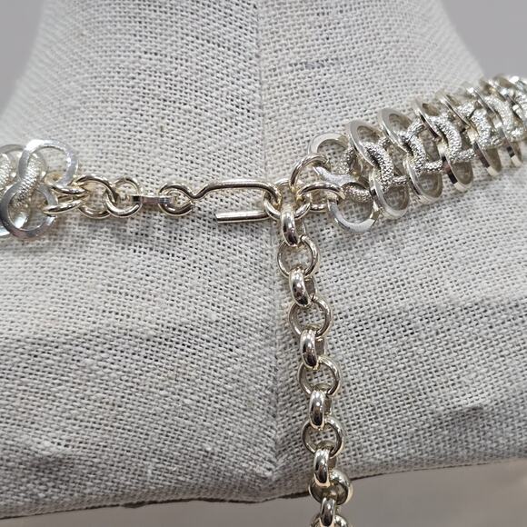 Vintage 60's Retro Silver Tone 15" Aluminum Link Chain Necklace Marked Germany - Picture 4 of 9
